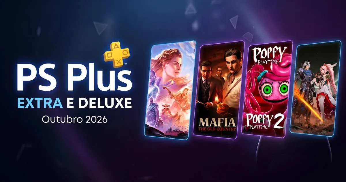 PS Plus Extra e Deluxe de outubro de 2026 com Horizon Forbidden West, Mafia: The Old Country e Poppy Playtime 2
